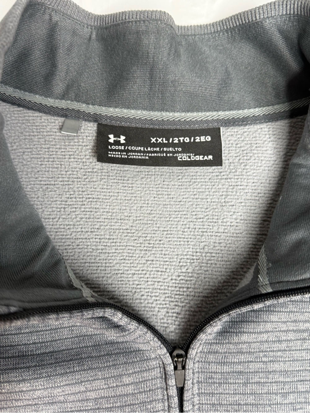 Under Armour ColdGear 1/4 Zip Pullover XXL Gray Stripe Athletic Sweatshirt - Picture 2 of 4